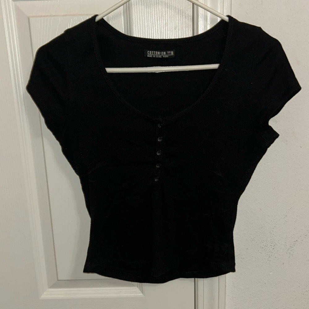 Black crop top with buttons